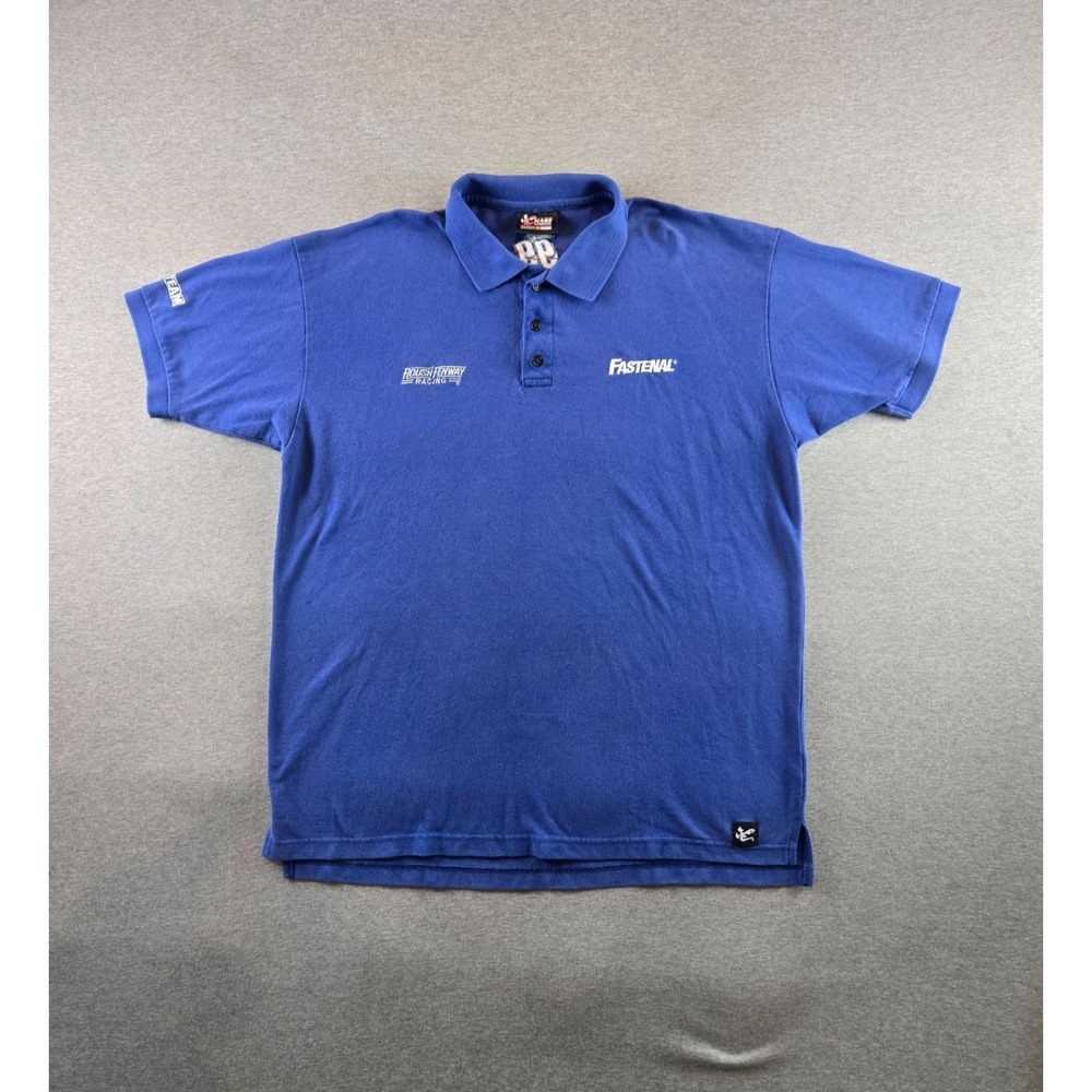 Vtg Nascar Polo Shirt Mens 3XL Blue Chase Authentic Carl Edwards Embroidered Y2K